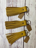 Mustard leather fringe key ring