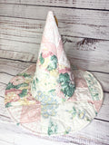 Witch hat handmade floral adult costume pink pastel Upcycled quilt