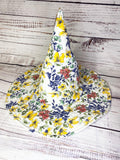 Witch hat Upcycled quilt handmade multi colored floral quilted recycled garden witch