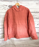 Upcycled quilt hoodie coral