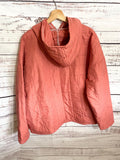 Upcycled quilt hoodie coral