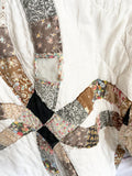 Upcycled quilt hoodie double wedding ring frayed quilt pullover