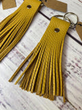 Mustard leather fringe key ring
