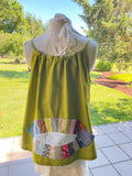 Handmade Tie Top Adjustable Tank with vintage quilt blocks
