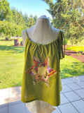 Handmade Tie Top Adjustable Tank with vintage quilt blocks