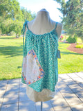Handmade Ivy Tie Top Adjustable Tank with vintage napkin and doily