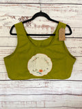Cropped tank top made from vintage olive fabric