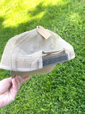 Distressed Trucker Hat quilt block and lace brown