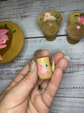 Vintage wood dollhouse table chairs pitcher cup handpainted