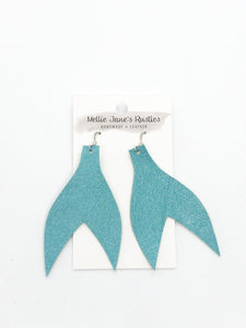 Mermaid Tails Leather Earrings Turquoise