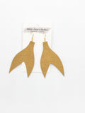 Mermaid Tails Leather Earrings Gold Glitter