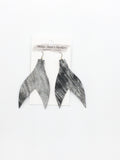Mermaid Tails Leather Earrings Black and Silver