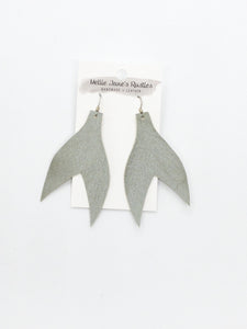 Mermaid Tails Leather Earrings  Silver