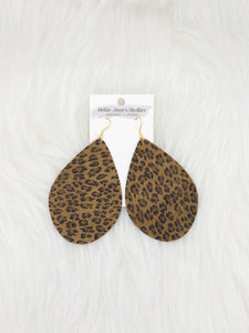 Teardrop Leather Earrings Large Animal Print
