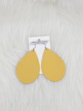 Teardrop Leather Earrings Large Solid Color