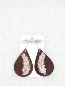 Handpainted Leather Teardrop Earrings
