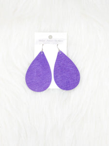 Leather Teardrop Earrings Medium light purple
