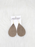 Leather Teardrop Earrings Medium bronze brown
