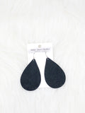Leather Teardrop Earrings Medium black