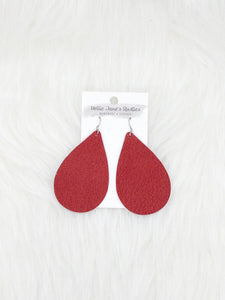 Leather Teardrop Earrings Medium red