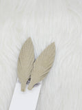 Large Leather Fringe Feather Dark Gold Glitter