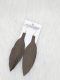 Large Leather Fringe Feather Shimmery Brown