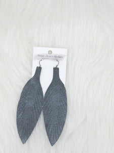 Large Leather Fringe Feather Dark Silver