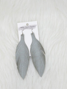 Large Leather Fringe Feather Light Silver