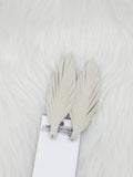 Large Leather Fringe Feather Light Silver