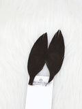 Large Leather Fringe Feather Dark Brown