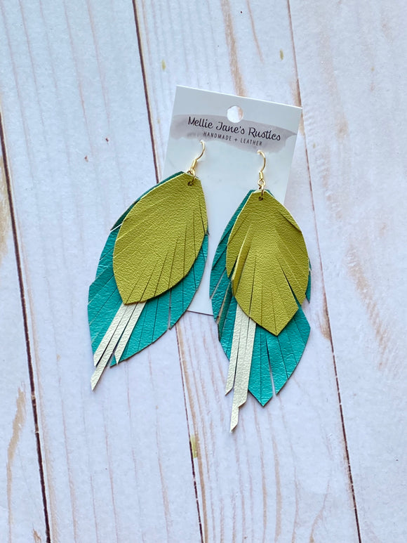 Layered Recycled Leather Earrings