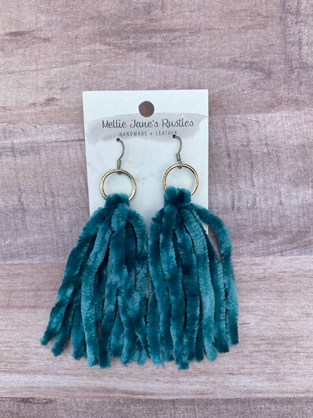 Teal deals tassel earrings