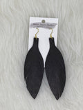 Large Leather Fringe Feather Black